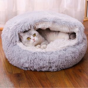 HBESTY 60cm Warm Dog Cat Kennel Semi-enclosed  Cat Nest  Pad Winter Plush Cute Dog Bed Mat Pad  Camas Perros Pequeños