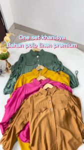 Haseena One Set Khanisya Pundak Serut Polo Linen Busui Friendly Setelan Kemeja Wanita All Size