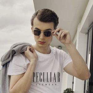 Peculiar Eyewear Plus CLUBMASTER Black Gold Square Frame UV400 Sunglasses For Men and Women