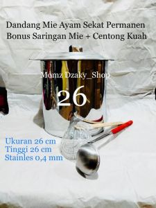 Dandang Mie Ayam Sekat 26 cm Panci Stainles Anti Karat Bonus Centong Kuah Serokan Mie