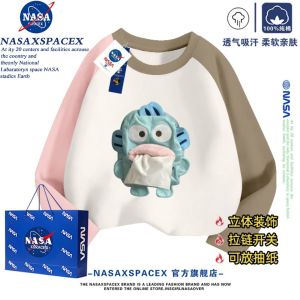 NASA Collaborative Pure Cotton Long Sleeve T-Shirt for Boys And Girls Clown Fish Cartoon Print Breathable Comfortable Kids Top