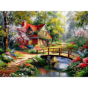 Paper Jigsaw Puzzle 500/1000/1200/2000PCS House Bridge Landscape Scenery DIY Craft Hobby Wall Decor Gift