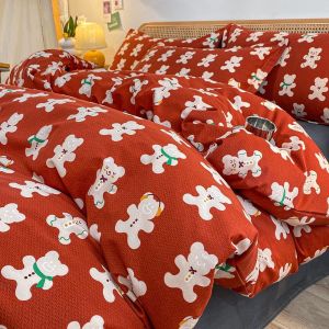 Ins Inspired Thick Cotton Flannel Bed Set
