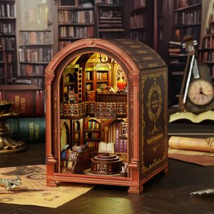 DIY Book Nook Kit Mini 3D Wooden Puzzle Assembly Building Model Toy Home Bookend  Bookshelf Insert Decoration Toy Christmas Gift