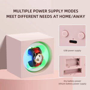 IBBETON 2 slots Watch Winder Mechanical Watch Winder Movement Silent Automatic Rotator Wrist Watches Showcase Pink green