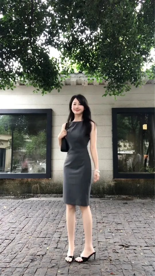 Y6Y | Gray Sleeveless Business Dress Slim Fit Waist Cinched A-Line Skirt  Casual Style Summer Commute Friendly Office Wear | Lazada Singapore