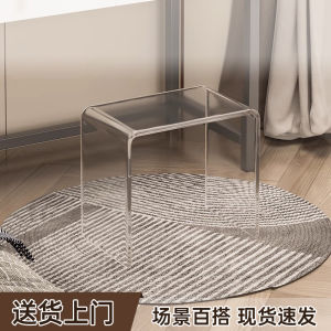 Acrylic Home Cosmetic Stool InsStylewith Cushion Soft Pad LivingRoomThickSmall BenchBedroomTransparentShoeChangeStool