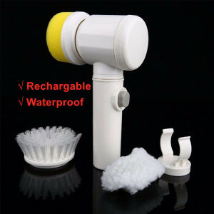 5 IN 1 Magic Brush Electric Cordless Cleaning Spin Scrubber Brush Polisher Sponge For Kitchen Bathroom Toilet Washbasin 电动多功能清洁刷