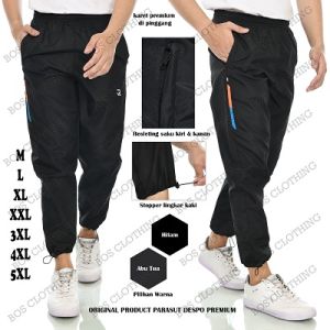 Celana Training Olah Raga Parasut Premium / Celana Jogger Olah Raga Panjang (Standar jumbo dan Super Jumbo)