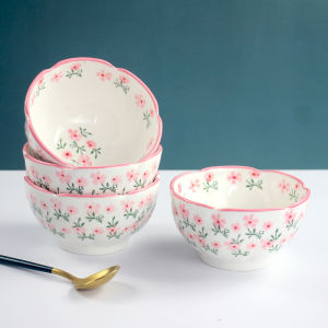 Japanese Style Floral Ceramic Bowl