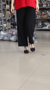 Giày Sandal Cao Gót Nữ 7cm Mũi Vuông Vải Lưới Phối Nơ Thời Trang Pixie H463