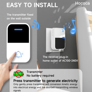 Good Sound Quality High Volume Long-Distance Kinetic Door Bell Household Waterproof Battery Free Self Powered Wireless Doorbell