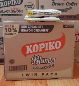 (SOLD PER BOX) Kopiko Blanca Twin Pack 3-IN-1 Coffee Mix 120 pieces (12 ties x 10 pieces )