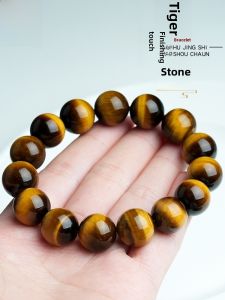 Raw Ore Yellow Tiger Eye Stone round Beads Bracelet Tigereye Cats Eye Bracelet Wood Alexandrite Mens and Womens Beaded DIY Jewelry Gift