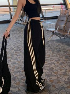 Quần Thể Thao Ống Rộng Ống Đứng Phong Cách Mỹ Cổ Điển Dành Cho Nữ Mùa Đông Mỏng Mới Rộng Rãi Ống Rộng Quần Dài Thường Ngày