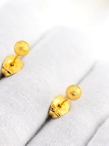 100% pure gold 916 stud earrings womens matte beanie jewelry for a friends birthday gift 耳环