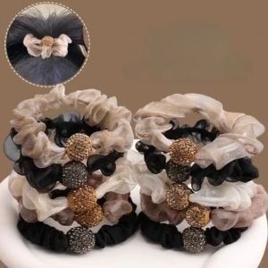 ฝังแหวนผม สายยางยืดอุปกรณ์เสริมผมเชือกคาดศีรษะเพชร