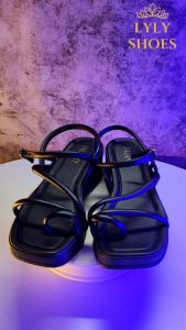 Sandal Kerja Semi Formal Wanita Tali Garis Semi Jepit Wedges Balance Bahan PCU Trendy Anti Slip Lentur Kuat 2230-2