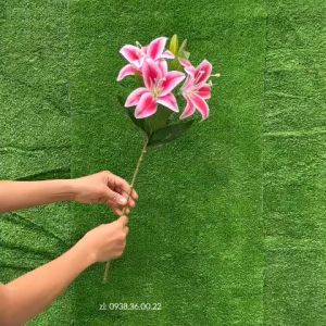 Hoa Ly Giả ( cành dài 54cm). 3 bông 2 nụ .dùng cắm bình .trang trí nhà cửa