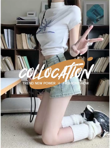 Vintage-Inspired High-Waist Denim Shorts with Plus Size Slimming Pocket Design S-6XL