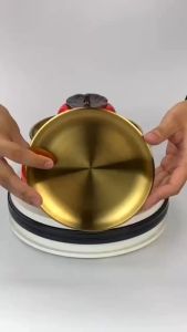 Bộ Sét 7 Đĩa Tròn Inox Mạ Vàng Sáng Bóng Bày Biện Khay Lễ Nhiều Tầng Bộ Đĩa Đựng Thức Ăn Sang trong Phong Cách Bắc Âu