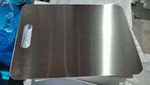 304 Stainless Steel Cutting Board Heavy Duty Hangable Chopping Board Dough Kneading Board Kitchen Cutting Board for Meat and Vegetable Double-Sided Titanium Chopping Board