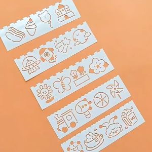 เด็กวาดแม่แบบเครื่องเขียน 8 ชิ้นยาววาดแม่แบบบัญชีมือไม้บรรทัดลูกไม้กลวง