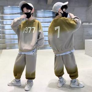 Fashionable Boys Sportswear Set Spring Autumn Long Sleeve Sweatshirt And Pants Two Piece Set for Middle And Big Kids