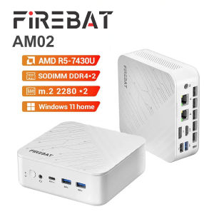 FIREBAT AM02 White Mini PC 16GB RAM 512GB SSD AMD Radeon Windows 11 Home AMD Ryzen 5 7430U