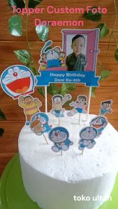(Custom Foto) Topper / Hiasan Kue Ulang Tahun Karakter Doraemon