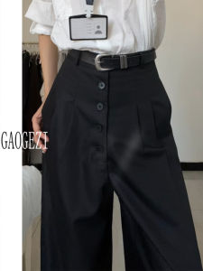 Quần Ống Rộng Cạp Cao Phong Cách Mỹ Cổ Điển Dành Cho Nữ Mùa Thu Quần Dài Gấp Đôi Dài Đến Sàn Quần Ống Rộng Thoải Mái