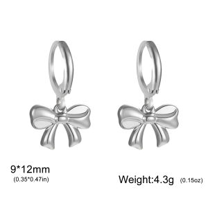 Fashion bow hanging earrings stainless steel romantic ladies bow earrings flat head narrow ear buckle party jewelry gifts
