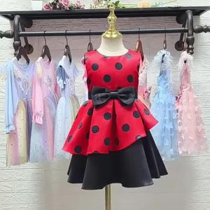 Girls Ladybug Fancy Dress Up Set Red Polka Dot Dress with Accessories for Halloween Role Play Carnival Birthday Party