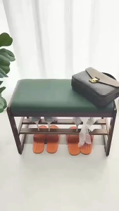 Bamboo Shoe Stool Storage Bench with Seat 2Layer 50/70/100CM Indoor Doorway Shoe Rack Shoe bench