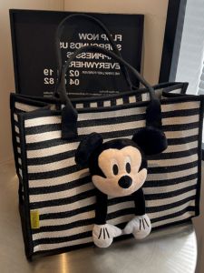 Large Capacity Stripes Canvas Bag Female 2024 New Arrival Student Class Tote Bag Leisure Commute Satchel Shoulder Bag