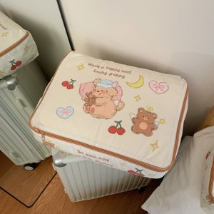 Travel Nylon Storage Bag with Zipper Cute Bear Design for Clothes Underwear Shoes Portable Compression Bag Organizing Tool