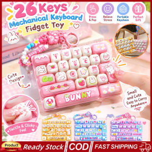 KEBIDU 5.5CM Cute 26 Grids Stress Relief Simulation Keyboard Keychain Animal Diary Desktop Decoration Student Bag Ornament Toy Creative Gift
