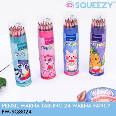 Pensil Warna Tube SQUEEZY 1 Set 24 WARNA + Serutan / Color Pencil 24