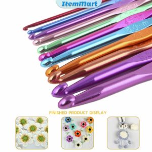 ItemMart Multicolor Aluminum Crochet Hooks Knitting Needles Craft Yarn Length 15cm Width 2mm-6mm