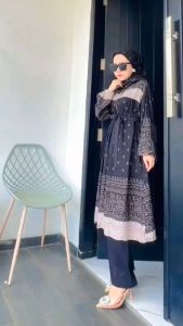 Setelan Tunik Hijab Oneset RAYON DIAMOND Terbaru Motif Songket
