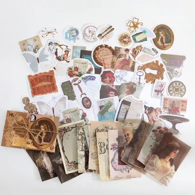 Yoofun 60 ชิ้น/แพ็ค Multi-วัสดุสติกเกอร์แพ็ค Vintage เห็ดพืชผีเสื้อสติกเกอร์สําหรับวารสาร Scrapbooking Craft ทํา