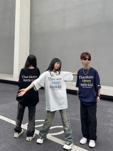 Xiyin Original American Street Letter Print Short-Sleeve T-shirt Baby Boy and Girl Summer Trendy Loose Couple Half Sleeve Tops