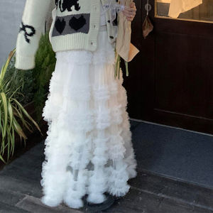 Romantic French Style Heavy Embellished Lace Hem Half Skirt Puffy A-Line Mini Dress Fairy Tale Skirt Polyester Fabric High Waist