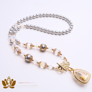 Thai Amulet Chain Gray Pearl Shell Clavicle Necklace Girl Buddha Brand Pendant Rope White Pearl Shell Ball Bead Chain