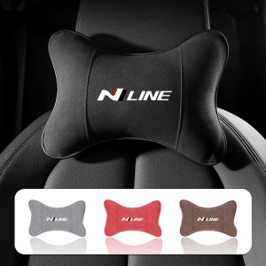 Car Suede Headrest Neck Support Auto Seat Accessories For Hyundai N LINE IONIQ 6 Creta Tucson Sonata Azera Palisade Nexo Kona