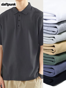 เสื้อโปโลผู้ชาย Daftpunk ทรงหลวม คอตั้ง แขนสั้น ผ้าคอตตอนผสมโพลีเอสเตอร์ ทรงหลวม เสื้อโปโลผู้ชายสไตล์ลำลอง