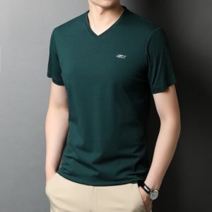 Áo thun nam tay ngắn mùa hè mới thời trang thường ngày cổ tròn cotton nguyên chất màu trắng áo phông ôm vừa vặn màu trơn