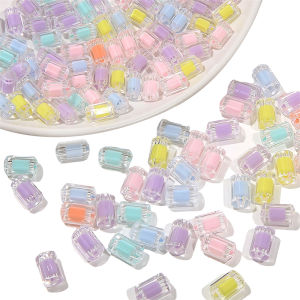 50pcs 7x12mm Transparent Acrylic Multi-faceted Cylindrical Beads For DIY Bracelet Necklace Jewelry  Accessories