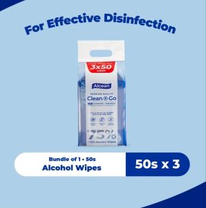 Alcean 75% Classic Alcohol Wipes - 50 Wipes (3 Packs )