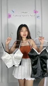 ONEFASHIONMALL Tank Top Crop Atasan BH Bra V Push Up Seksi Polos Bralette Gym Yoga Bahan Satin BR068